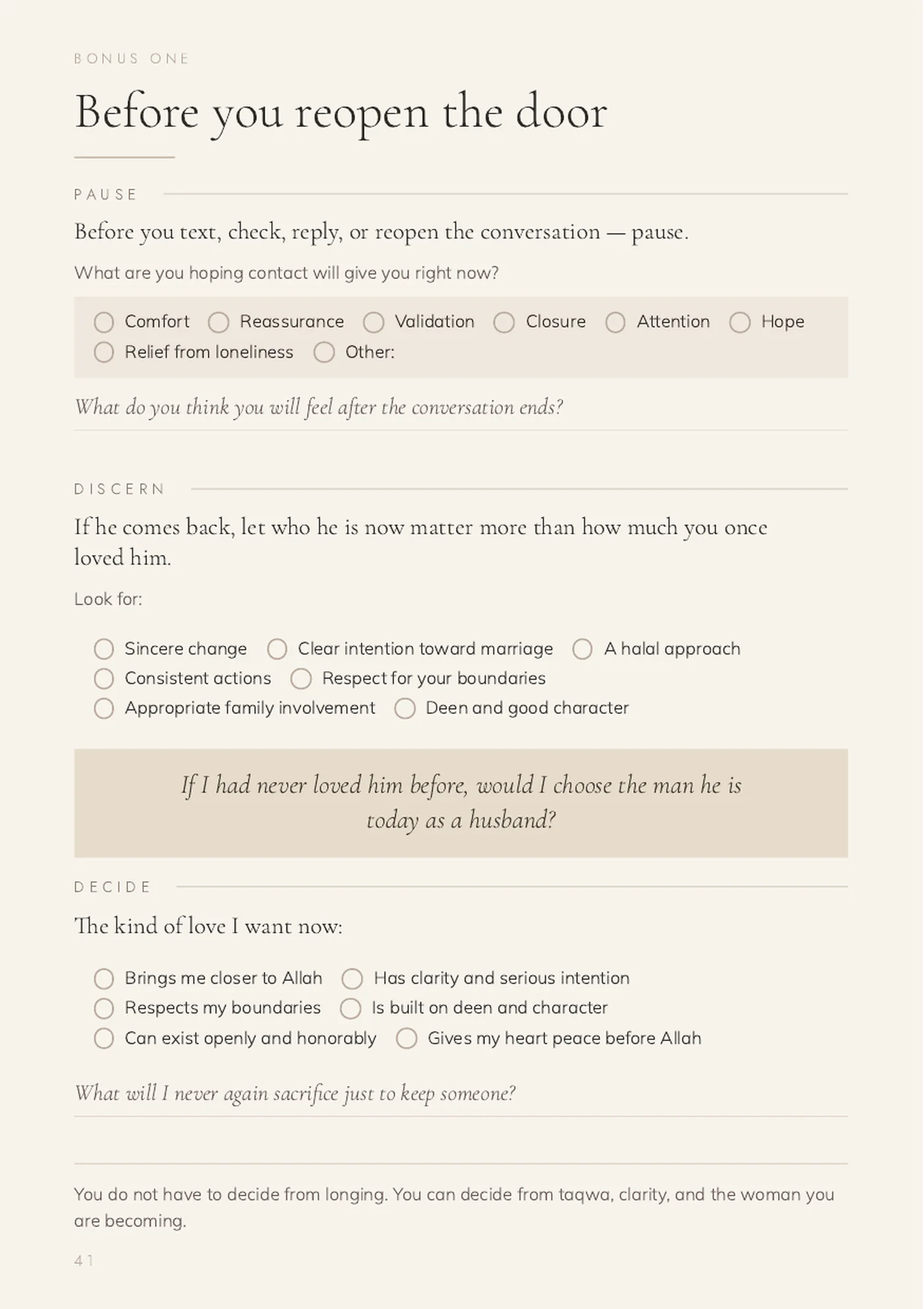 Real Before You Reopen the Door bonus page