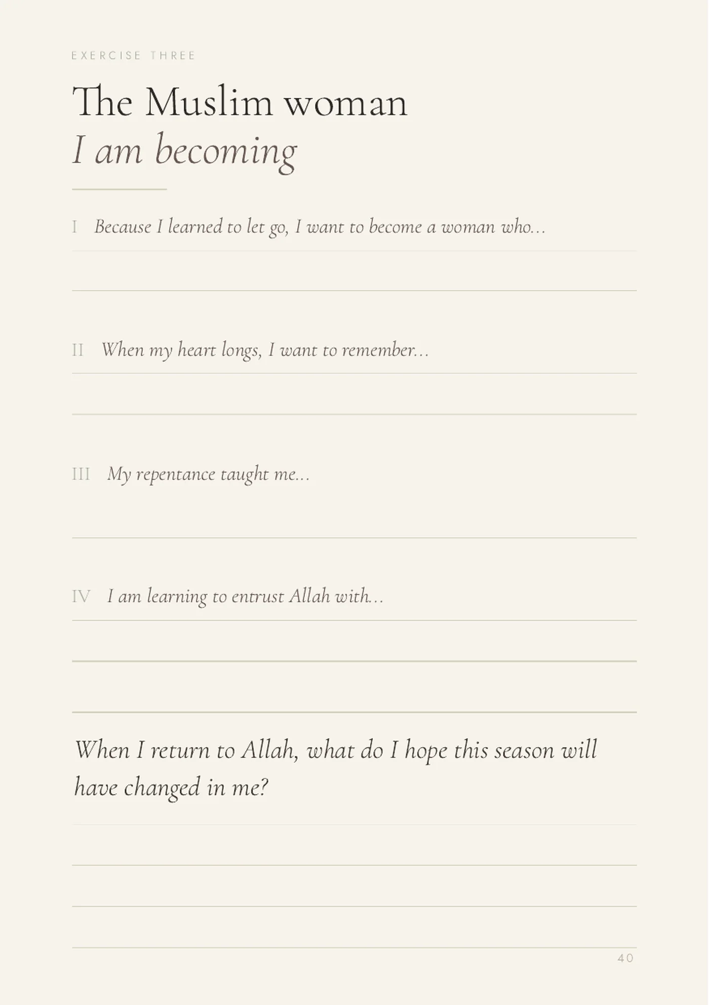 Real journal reflection about the Muslim woman the reader is becoming